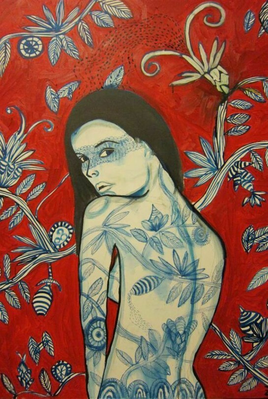 Zoë, Delicate, Mixed Media on Canvas, 40" x 30"