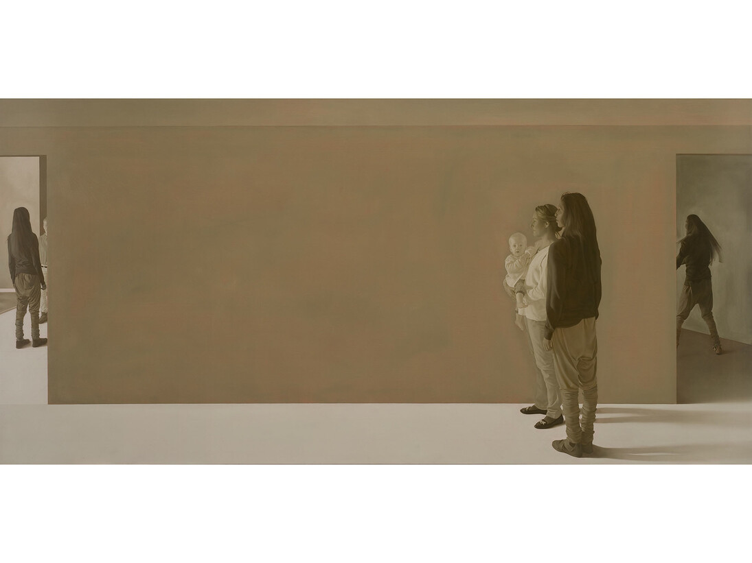 Guillaume Bresson, Sans titre, 2014, Huile sur panneau de bois, 122 x 250 cm (48 x 98 3/8 in.), Courtesy Galerie Nathalie Obadia, Paris/Bruxelles