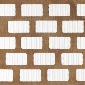 Mark Hagen, Pleasures Finite, Needs Infinite, detail, 2014, Acrylic through burlap, titanium frame anodized with Diet Coke, 72 3/4 x 48 3/4 x 2 inches (framed), © Mark Hagen - Photographer unknown, all rights reserved, Courtesy of the Artist and Almine Rech Gallery  