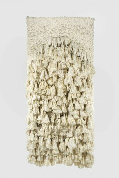 Sheila Hicks, Prayer Rug, 1969. Wool, mohair, 94.49H x 59.06 inches, 240H x 150 cm, Signed and dated "Sheila Hicks, 1969, Paris" on verso.
