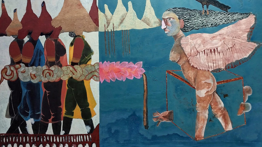 Rohit Ashok Athavale, Pillar existence (detail), 2025. Courtesy of Dhoomimal Gallery