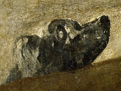 Detalle de «Perro semihundido» (1819-1823), Pinturas negras, Goya