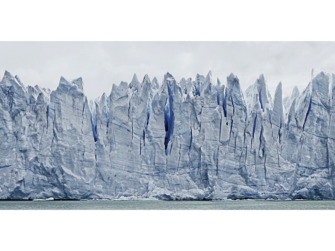 Frank Thiel, Perito Moreno #16, 2012-2013, framed chromogenic print face mounted to Plexiglas, framed: 64 5/8 x 119 1/2 x 2 3/8 inches (164.2 x 303.7 x 6 cm) © Frank Thiel / VG Bild-Kunst, Bonn. Courtesy: Sean Kelly, New York