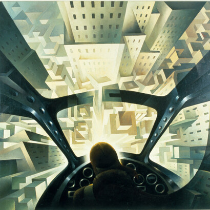 Tullio Crali. Encravado a área (em mergulho na cidade), 1939