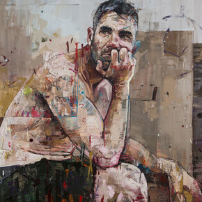 Andrew Salgado, Reds, oil on canvas with spray, 180 x 190 cm, 2014