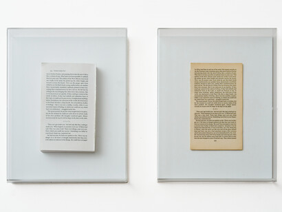 Jacopo Mazzonelli, 1984 (Edizioni di libri Penguin, teche di plexiglass), Courtesy Federico Bianchi Gallery