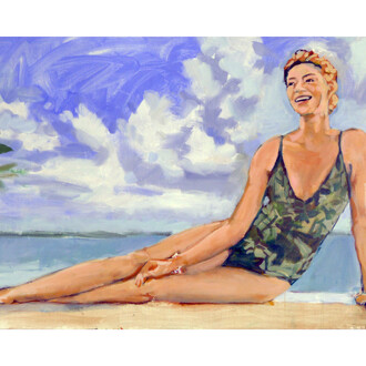 Walter Robinson, Lands' End Swimming in Confidence, 2014, Acrylic on linen, 36 x 60 in, Courtesy LYNCH THAM, New York