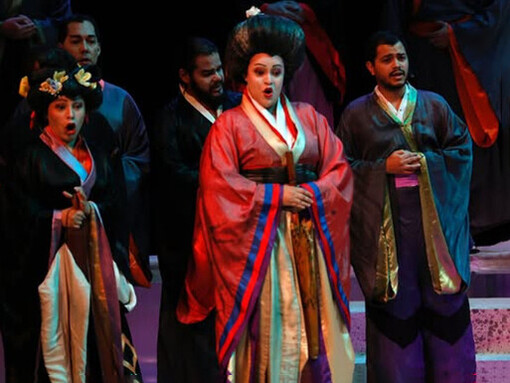 El escenario giratorio, el uso de proyecciones con motivos japoneses y la traducción simultánea aportaron claridad y belleza a la representación