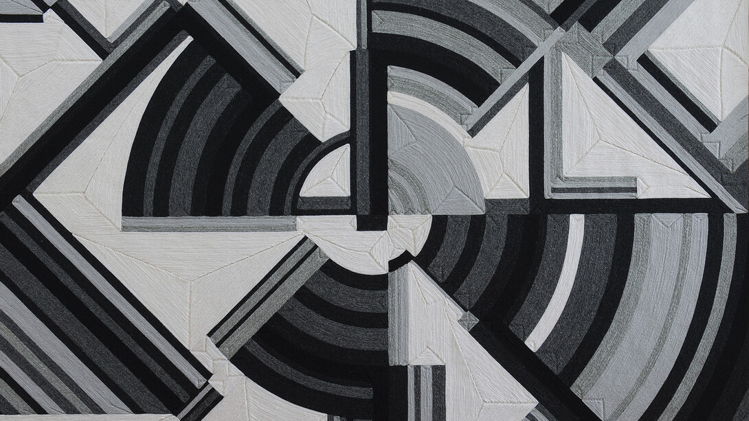 Eduardo Terrazas, Possibilities of a Structure: Cosmos 1.1.13 (detail), 1976-2015, Wool yarn on wooden board covered with Campeche wax, 47 1/4 x 47 1/4 in. / 120 x 120 cm © Eduardo Terrazas, courtesy Timothy Taylor, London