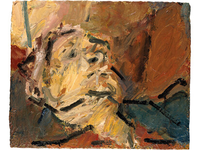 Frank Auerbach, Reclining Head of Julia ll, 1997, Acrylic on board, 546 x 685 mm, The Lewis Collection  © Frank Auerbach, courtesy Marlborough 
