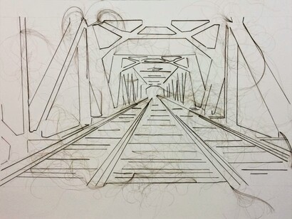 Óscar Figueroa: dibujo elaborado con cabello natural de personas chinas de estructuras férreas de Panamá y Costa Rica