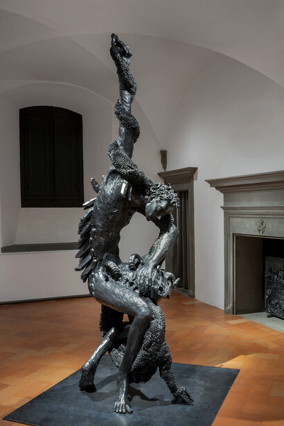 Jean-Marie Appriou. Canto Infinito, exhibition views, Firenze, Palazzo Strozzi, Project Space, 2026. © Jean-Marie Appriou, by SIAE. Photo Ela Bialkowska, OKNO Studio, Courtesy Fondazione Palazzo Strozzi, Firenze