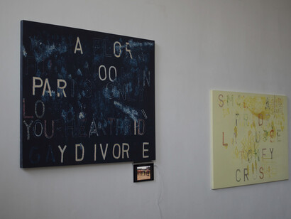 Installation shot showing Pride, Small Axe video and Small Axe painting, from The Duration at Beaconsfield Gallery 2019. Ph. Mark Dean, courtesy of the artist, © Mark Dean