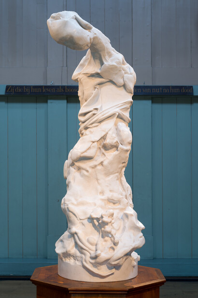 Nicola Samorì - Left Hand, 2015, Carrara, marble wooden pedestal, cm 130 x 50 x 49