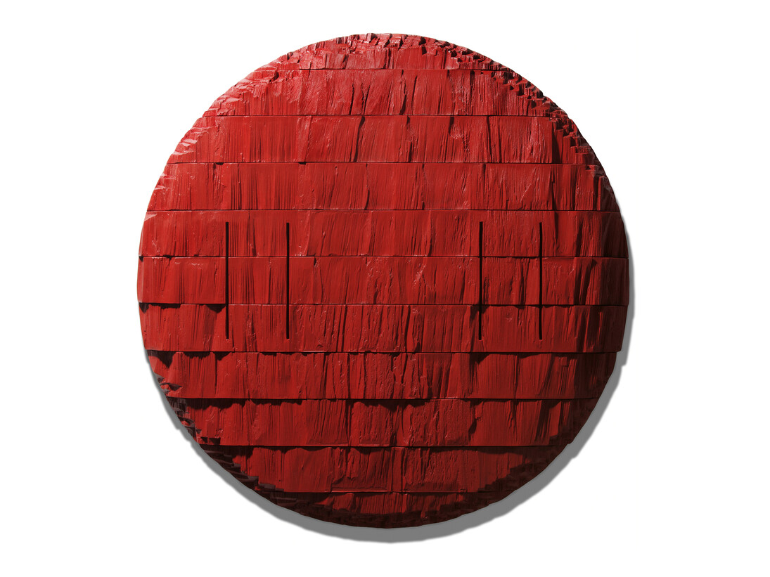Joe Segal, Conversion, Aberration series 2014, 32x32 in, mixed media wood