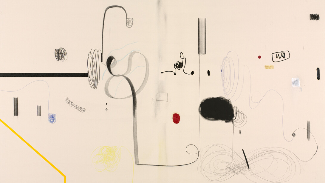 Christian Rosa, "Falling Apart part 2", 2014, oil, charcoal, pencil, resin and oil stick on canvas 300 x 450 cm / 118 x 177 1/4 in, Courtesy Contemporary Fine Arts, Berlin, Photo: Jochen Littkemann