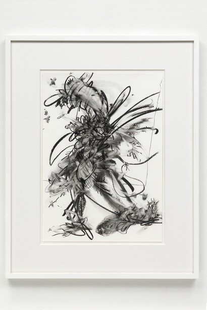Fiona Rae - Drawing (figure 2l) , 2014, Kohle auf Aquarellpapier / charcoal on watercolour paper, 42 x 29,7 cm / 16,5 x 11,7 inches