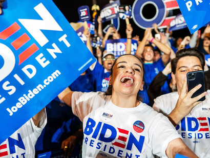 Bases de apoyo de Joe Biden durante un evento de campaña