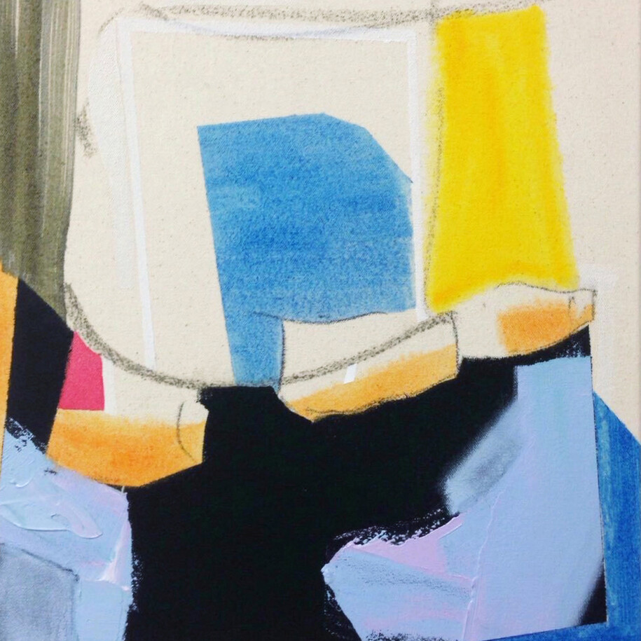 Trevor Kiernander, On the Rocks, 2017, Oil, acrylic, chalk pastel on canvas, 40 x 35 cm (15.75 x 13.75 in)