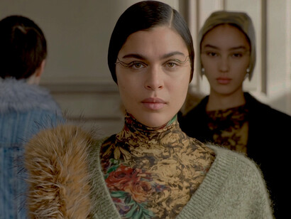 A runway look from Ganni's Fall/Winter 2025/26 collection, designed by Ditte Reffstrup and presented at Paris Fashion Week, France