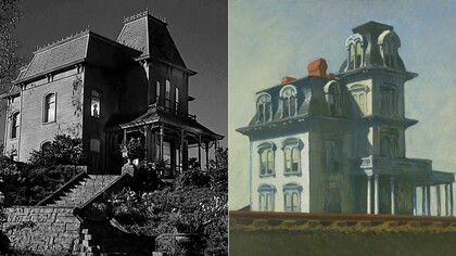 El diseño del Hotel Bates en Psicosis se inspira directamente en Casa junto a la vía del tren de Edward Hopper, trasladando a la pantalla el mismo clima de aislamiento y tensión que transmite la pintura