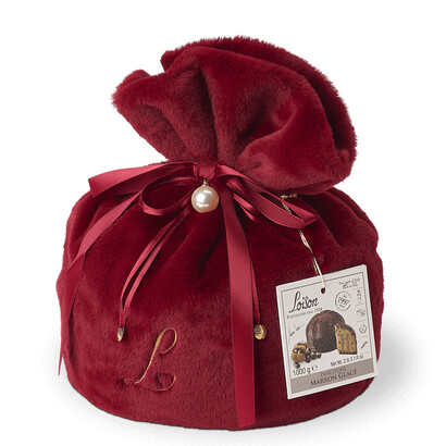 Panettone marron glacé Loison Pasticceri con packaging in peluche