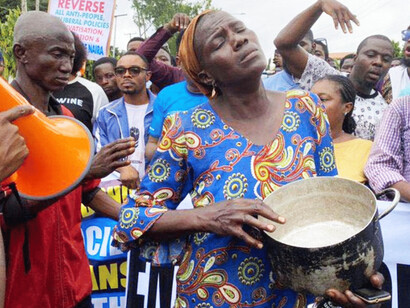 Nigerians protesting against President Bola Tinubu's reforms that have exposed them to hunger, photo: This is Nigeria