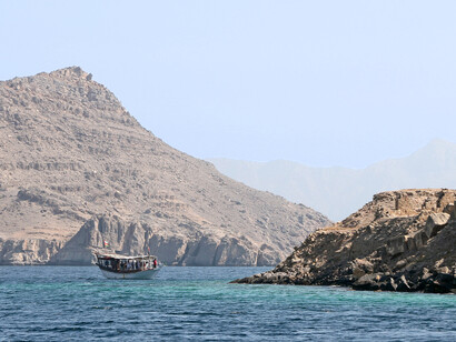 A quiet, remote landscape with almost no modern development in Musandam, Oman