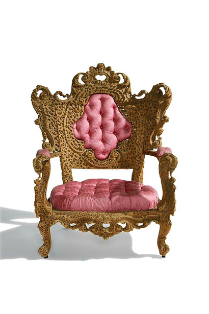 Urano Palma, Armchair, from the Diapositive series, c. 1970–74, wood, possibly silk, and foam, the Museum of Fine Arts, Houston, the Dennis Freedman Collection, Museum purchase funded by the Caroline Wiess Law Accessions Endowment Fund / Kent Pell, photographer