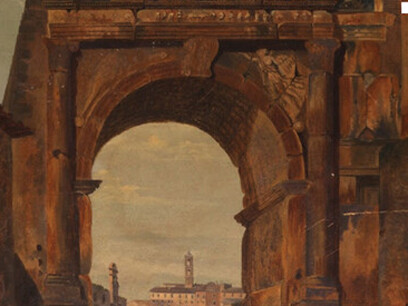 Anónimo siglo XVIII, vista del Arco de Titus, Roma. En Madrid,Real Academia de San Fernando, España