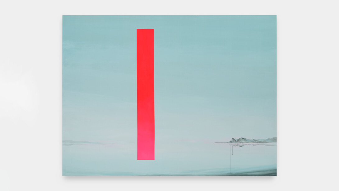 Wanda Koop, Black Sea Portal- Luminous Red, 2023. Acrylic on canvas, 119 1/2 x 159 1/2 in (303.5 x 405.1 cm). Courtesy of the artist and Night Gallery