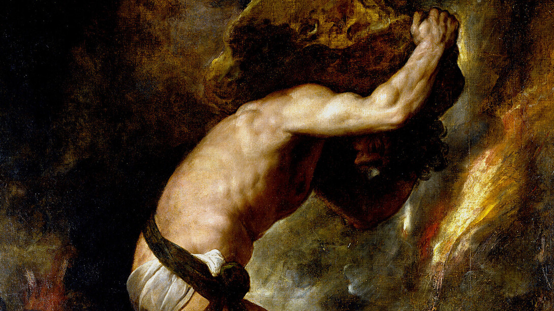 Sísifo y su roca vistos por Tiziano (detalle)
