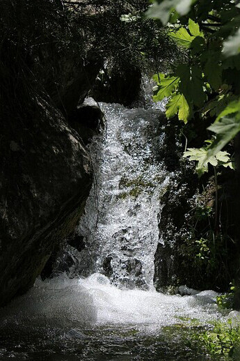 Small waterfall at Zaamin National Park, the city of Zaamin, Jizzakh region, Uzbekistan