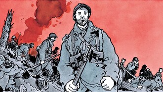 Jacques Tardi, "Putain de guerre !", Casterman, 2008-09. Chevallier rivendica la vulnerabilità degli uomini, il sentimento di inappellabile sgomento che li accomuna di fronte all'imminenza di una morte atroce e senza senso