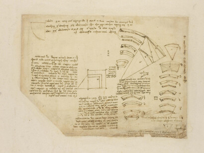 Geometria, f. 795 r, Quadratura di porzioni di corone circolari e proporzionalità tra cerchi (BA), penna e inchiostro su carta, 210 x 295 mm, antica numerazione 225, C.A. 795 r (ex 291 v b), circa 1508-10
