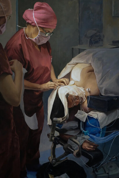 Alexandre Clair, Préparation à la neurochirurgie (détail), 2025. Avec l'aimable autorisation de la Galerie By Lara Sedbon