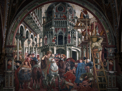 Domenico di Bartolo, El aumento del hospital de paredes (1443), Santa María della Scala