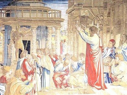 Los tapices de Rafael: «Predicación de San Pablo en Atenas»