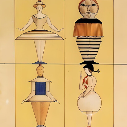 Bocetos de los trajes para los bailarines, 1924-1926, Triadisches Ballett