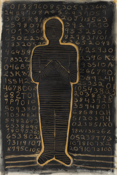 John Scott, Attempted Eternity (Gold), 2015, Oil, acrylic and oil pastel on canvas, 170.2 x 112.4 cm, 67 x 44 1/4 in (AFG 53524) (Paintings), Courtesy of the artist and Flowers Gallery, London/New York

