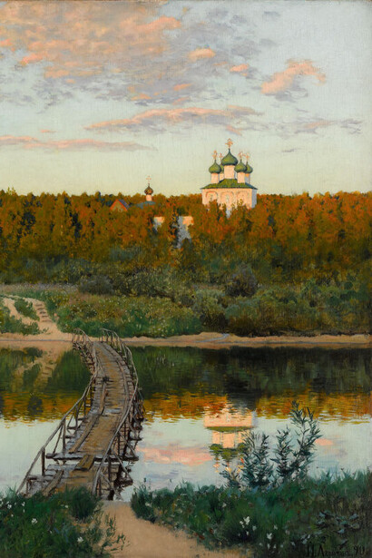 Isaac Levitan, Convento tranquilo (detalle), 1890
