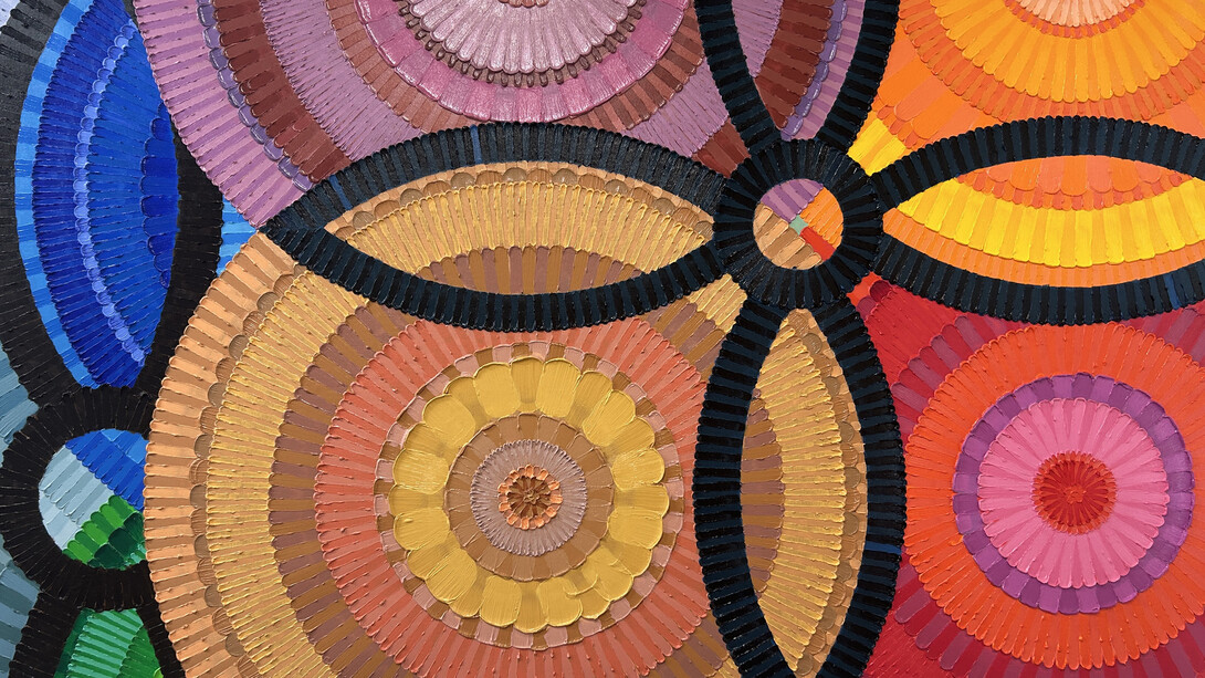 June Edmonds, Grand Adage (detail), 2024. Acrylic on canvas, 47.5 x 76in. Courtesy of the artist and Luis De Jesus Gallery