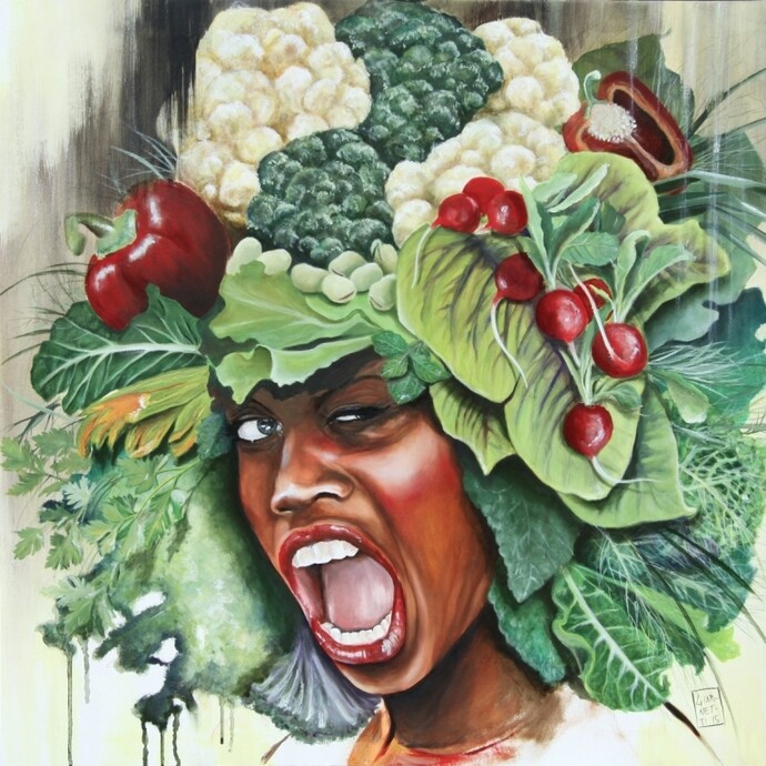 Maurizio Giarnetti, Carnaval 1, olio su tela, 60 x 60 cm