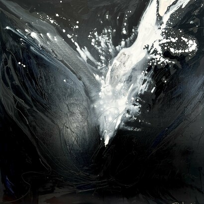 "Ruptis", de la serie "Magnolias de María Magdalena", 130x130 cms, técnica mixta sobre lienzo, Rebeca Segura, 2022