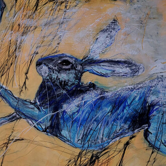 Margo Banks, Meadow hares, 2025. Courtesy of Solomon Fine Art