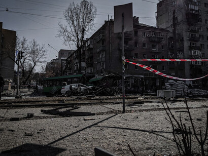 Among the rubble of Kyiv's streets, shattered buildings stand as silent witnesses to the devastation wrought by conflict in Ukraine