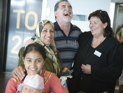 Sweden, Arlanda airport, 2006. Jabbar from Iraq is reunited with his family