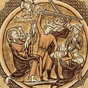 Masacre de judíos durante la primera cruzada. Biblia del siglo XIII