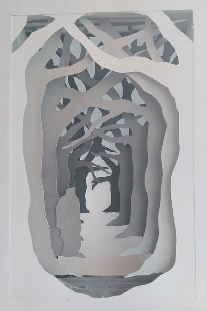 Francesca Valentini, I found myself within a dark forest, paper carving, 2021