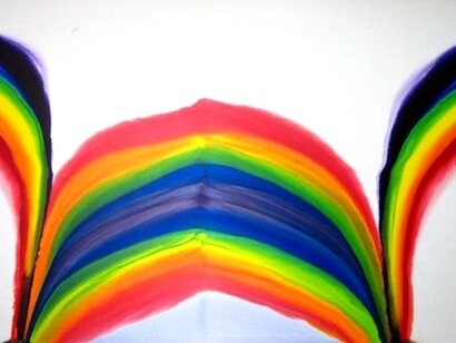 Paul Jenkins, Phenomena rainbow telllin Prince, 1977, acrylic on canvas, Galleria Open Art, Prato